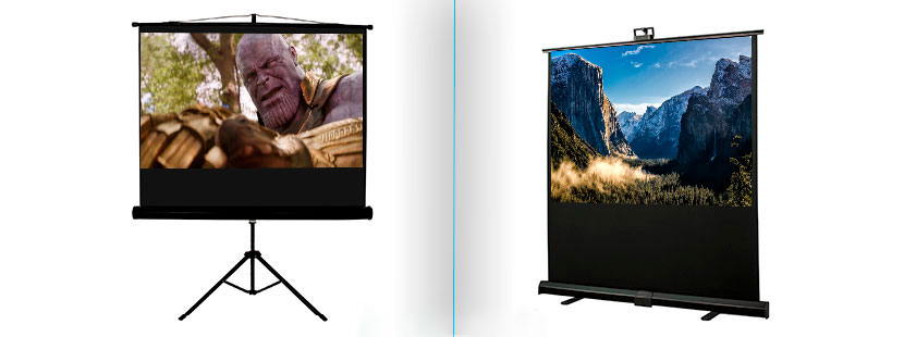 Diferencias entre pantalla con base tripode y una portable de piso para video proyectores
